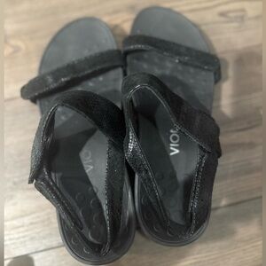 Vionic Black Adjustable Comfort Sandals Arch Support Orthotic Women’s 8